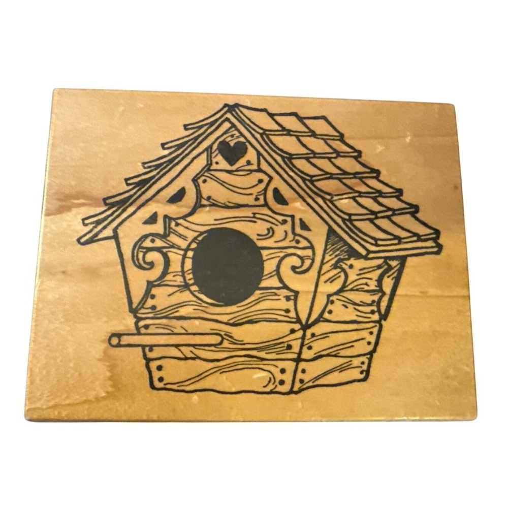 PSX Scalloped Wooden Birdhouse K-043 Wooden Mounted Rubber Stamp Vintage